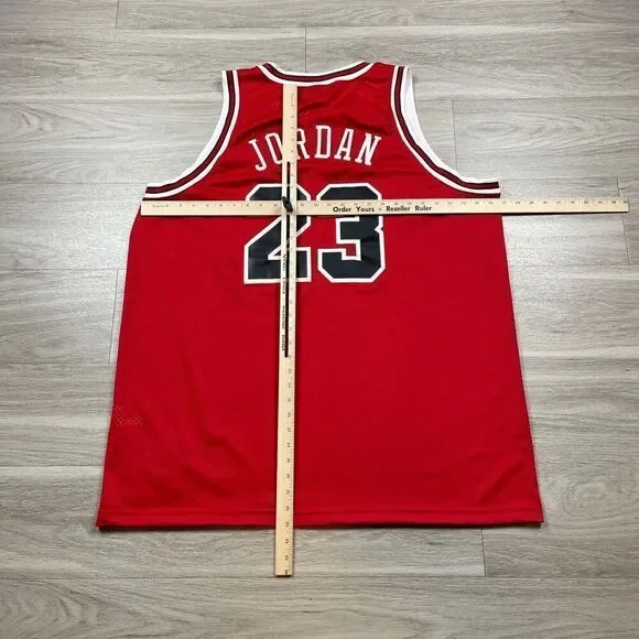 Vintage Michael Jordan Jersey Mens 3XL Red Nike Chicago Bulls 90s NBA Basketball - Picture 10 of 12